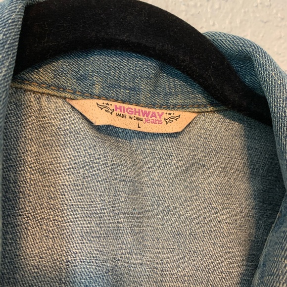 Highway Jeans Denim Jacket Painted & Distressed L - Picture 5 of 16